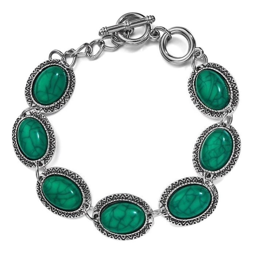 Vintage Tibetan Silver Turquoise Stone Bracelet